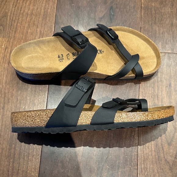 Birkenstock Black and Tan Cross-Strap Sandals (Women) - Picture 2 of 5